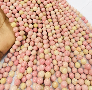 Perles rondes en rhodonite de la marque Rare Gems Factory, 15,5 pouces, certifiées par un tiers du Rajasthan, pour la fabrication de bijoux - Product Image 3