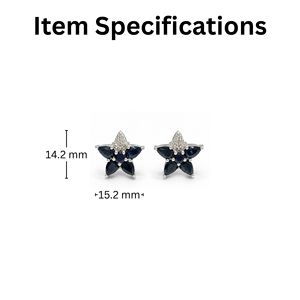 Boucles d'oreilles en saphir bleu et diamants en argent sterling 92,5 plaqué rhodium - pour les occasions de fête, d'anniversaire ou comme cadeau - Product Image 2