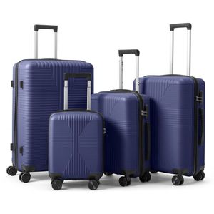 Valise trolley 4-en-1 en PP bleu marine tendance, légère, 16, 20, 24, 28 pouces, bagage cabine pour voyage, sans serrure douanière TSA - Product Image 1