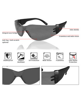 Gafas de Seguridad sin Marco de Policarbonato P802-A, Resistentes a Impactos, Protección UV, Diseño Ligero y Duradero para Obras de Construcción - Product Image 6
