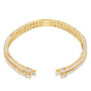 Square Style American Diamond Tennis <b>Bangles</b> 18K <b>Solid</b> <b>Gold</b> - Product Image 2
