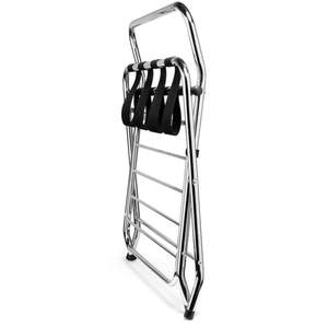 Support à bagages pliable en acier inoxydable, fixation murale moderne, sangles en nylon noir, support de valise portable, organisateur de sacs, étagère de rangement - Product Image 5