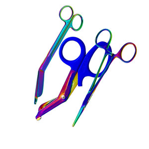 Pinzas Hemostáticas de 5.5 Pulgadas + Tijeras de Paramédico EMT de 7.25 Pulgadas, Color Multititanio Arcoíris, Acero Inoxidable de Primera Calidad, Quirúrgicas - Product Image 3