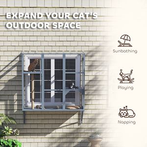 Catio da Finestra Moderno per 2-3 Gatti di Taglia Grande da Interno con 2 Piattaforme per Saltare e Tiragraffi per Giocare e Riposare, Adatto a Gatti di Taglia Media - Product Image 4