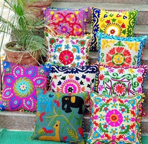 Suzani Cushion Cover Cotton Embroidered Cushion <b>Vintage</b> Cushion Cover Home Decorative Pillow Case - Product Image 4