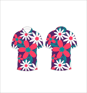 Camisa polo con estampado floral tropical morado para hombre, camisa de golf informal de manga corta para verano - Product Image 6