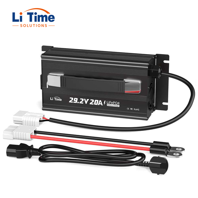 LiTime 29.2V 20A Battery Charger 24 Volt LiFePO4 Charger 4 Built-in Safety Protections ABS Battery Accessories