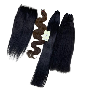 Extensiones de Cabello Humano Vietnamita al por Mayor, Color Negro, Tejido a Máquina, Ondulado, Liso Rizado, Doble Trama, Genius Weft - Product Image 1