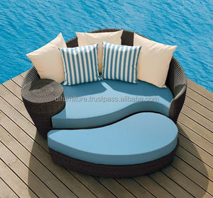 Waterproof Wicker <b>Outdoor</b> Daybed <b>Sofa</b> with Cushions Half Moon Patio Furniture Set for Garden Backyard Poolside Warehouse Resort - Product Image 3