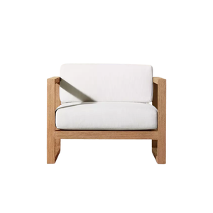Sillón de Exterior Contemporáneo, Estructura Geométrica de Teca Sólida, Respaldo de Listones, Cojín Grueso y Suave, Muebles Modernos para Hotel - Product Image 2
