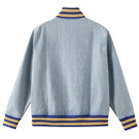 Jaket Bomber Denim Sigma Gamma Rho Bordir Chenille Pakaian Sororitas Yunani Wanita Premium Kancing Depan