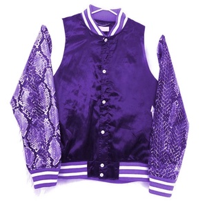 Chaqueta Varsity de Satén con Mangas de Cuero, Estilo Urbano Hip Hop, Bordado Personalizado, Transpirable, Tallas Grandes - Product Image 3