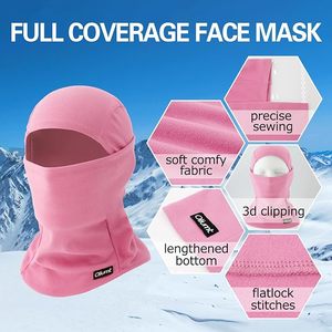 Pink Character Balaclava Full Face Windproof Breathable <b>Waterproof</b> Soft Comfort Fabric 3D Clipping 4 Way Stretch Cover Unisex - Product Image 2