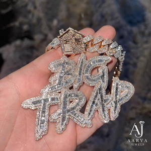 Pendentif personnalisé en moissanite sertie de pierres, collier avec lettre initiale en argent 925 plaqué or rhodié, bijoux de fête hip-hop - Product Image 3