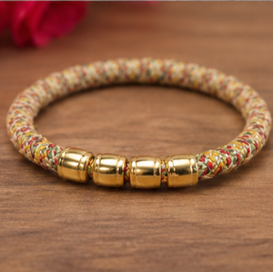 Artisanal Colorful Braided <b>Rope</b> Wristband With Polished Copper Accents Handmade Embossed Luxury Fashion Jewelry - Product Image 5
