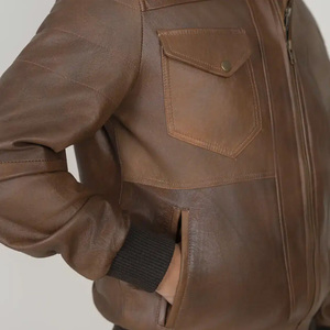 Chaqueta de Cuero con Capucha para Hombre, Color Marrón, con Cierre de Cremallera y Forro de Algodón, Estilo Motero de Invierno - Product Image 3