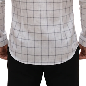 Chemise en flanelle à carreaux gris et blanc pour homme, manches longues, boutonnée, décontractée, tissu brossé doux, streetwear quotidien - Product Image 5