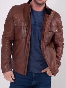 เสื้อแจ็คเก็ตหนังสีน้ำตาลสำหรับผู้ชายแบรนด์เบิร์นมัวร์ - Product Image 1