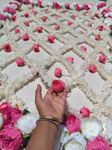 Traditional Indian <b>Wedding</b> Floral Phoolon Ki Chadar Artificial Rose & Jasmine Flower Canopy for Bridal Entry - Product Image 3