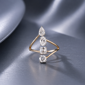 Vente en gros d'anneaux en diamant cultivé en laboratoire de formes multiples, argent sterling S925 plaqué or jaune, fabricant de bijoux sur mesure OEM ODM - Product Image 3