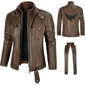 Veste d'hiver classique pour homme en cuir véritable vintage ciré, style universitaire, douce et classique - Product Image 3