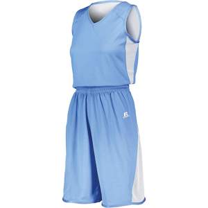 Shorts Deportivos Reversibles de una Sola Capa para Mujer Augusta Sportswear, Talla XL, Azul Columbia/Blanco - Product Image 1