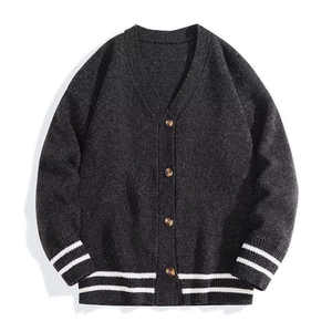 Cardigan en laine à col en V pour homme, manches longues, fermeture boutonnée, couleur unie, hiver, personnalisé, anti-boulochage, épaisseur standard - Product Image 3