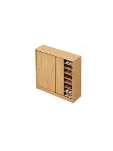 Meuble à chaussures en bois carré sur pied 100x70CM, à un seul niveau, peu encombrant, empilable, grande capacité de rangement pour entrée - Product Image 5