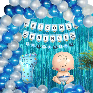 Kit de Décoration Bienvenue Princesse Bébé Garçon Thème Bleu avec 46 Pièces, Ensemble de Ballons et Guirlande en Aluminium pour Baby Shower et Fête de Bienvenue Nouveau-né - Product Image 1