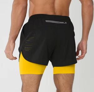 Shorts décontractés pour hommes avec doublure intérieure, taille élastique, séchage rapide, poches, couleur unie, tissu en toile, longueur mi-cuisse - Product Image 4