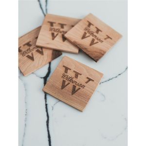 Custom Logo Laser Engraved Wood Coaster Set with Holder <b>Square</b> Natural Wooden Drink Coaster for <b>Bar</b> Coffee <b>Table</b> Decor Coasters - Product Image 6