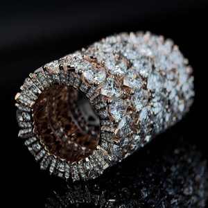 Anillo de Eternidad con Incrustaciones de Moissanita, Chapado en Rodio, Estilo Hiphop, Personalizado, Venta al Por Mayor de Fábrica, para Hombre, para Boda o Regalo - Product Image 2