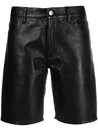 Shorts en cuir noirs, pantalons en cuir courts, pantalon noir - Product Image 2