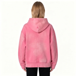 Womens Winter <b>Pink</b> Zip-Up Hoodie Jacket Oversized Fleece <b>Sweatshirt</b> with Kangaroo Pocket Front Logo Casual Streetwear - Product Image 2