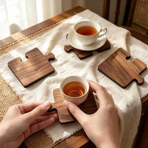 Sous-verres carrés en bois naturel de luxe faits à la main pour cérémonie du thé, écologiques, épaisseur 4 mm, diamètre 350 mm, exportés par MN - Product Image 6