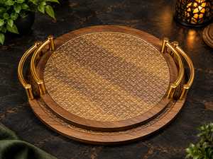 Wood Rectangle Classic Design Dishwasher Safe Reusable Multi-Use <b>Tray</b> for Home <b>Office</b> Kitchen Living Room - Product Image 5
