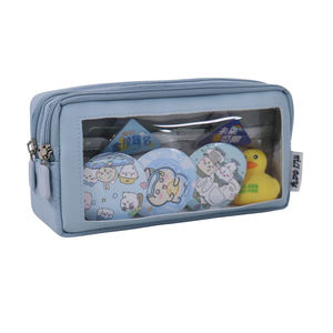 Clear <b>Window</b> A5 Size Stationery Bag for School and Office Use <b>Light</b> Blue Nylon Pencil Case Stationery Set - Product Image 3