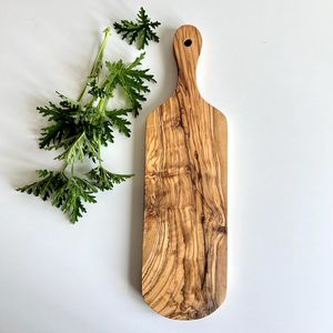 Planche à découper en bois d'olivier avec poignée, planche de service durable pour la cuisine, le fromage et le pain - Product Image 1