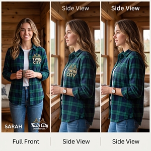 Wholesale Heavyweight Cotton <b>Plaid</b> Flannel <b>Shirt</b> for Women Oversized Casual Turn Down Collar Long Sleeve Blouse With Custom logo - Product Image 6