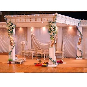 Mandap Romano Blanco de Lujo para Decoración de Bodas, Mandap Clásico para Eventos de Boda, Mandap Dorado Personalizado con Pilares Decorativos, EE. UU. - Product Image 1