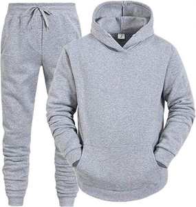 Ensemble de jogging 2 pièces unisexe en molleton technique de coton premium, écologique, pour l'hiver, avec sweat à capuche imprimé ou uni, idéal pour l'entraînement sportif - Product Image 1