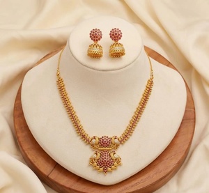 22K Gold Plated <b>Ruby</b> Vintage IGI Certified <b>Necklace</b> Set South Indian Traditional Bollywood Jewelry Bridal Wedding <b>Necklace</b> - Product Image 1