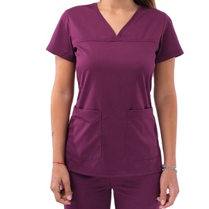 High Quality Women Scrub <b>Tops</b> Cotton Polyester Spandex Fashionable Medical Uniforms Stylish Healthcare Workers Women Scrub <b>Tops</b> - Product Image 1