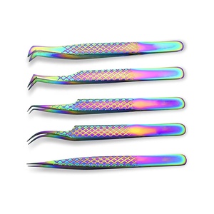 Ensemble professionnel de 5 pinces à épiler en acier inoxydable de précision durables pour extensions de cils, pointes droites, courbées et angulaires pour la beauté - Product Image 3