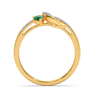 Anillo Cruzado de Oro con Diamante de Laboratorio en Forma de Pera Verde como Piedra Central - Product Image 2