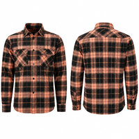 Kemeja Flanel Katun 100% Bernapas, Pewarnaan Benang, Musim Panas, Desain OEM Custom, Grosir, Kerah Stand, Formal, Diskon