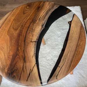 Mesa de centro de resina epoxi de madera maciza natural con diseño único, hecha a mano, estilo río, para decoración moderna del hogar, al mejor precio del mercado. - Product Image 2