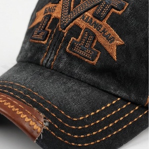 Vintage Denim <b>Baseball</b> <b>Cap</b> With Embroidered Letter Logo Adjustable Fit Unisex Six-Panel Hat Casual Style - Product Image 4