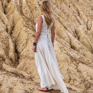 Vestido Maxi de Algodón Natural, Estilo Bohemio, Espalda Descubierta, Ligero y Fluido, para Bodas, Playa, Festivales, para Mujer - Product Image 4