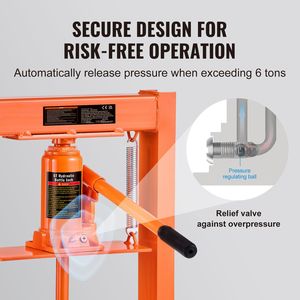 Pressa Idraulica a Telaio H da 6 Tonnellate per Garage/Officina, Piastre di Pressione in Acciaio Regolabili, Nuova Condizione, per Motori e Componenti Centrali - Product Image 3